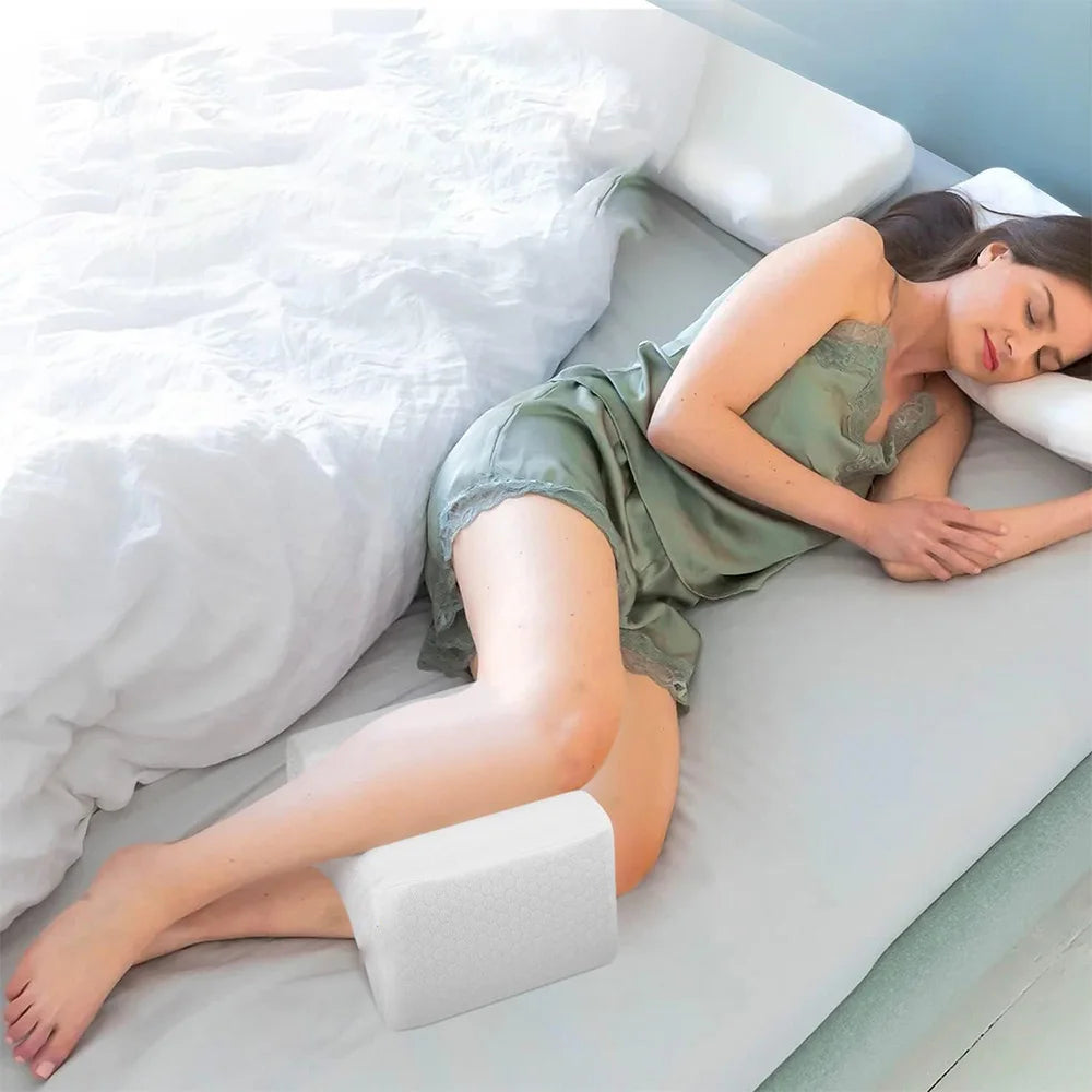 Orthopedic Memory Foam Knee Pillow with Side Sleep Belt for Sciatica & Hip Relief
