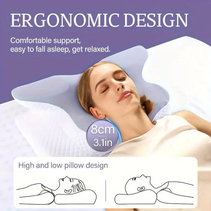 Ergonomic Butterfly Memory Foam Pillow for Cervical Neck Pain Relief Support