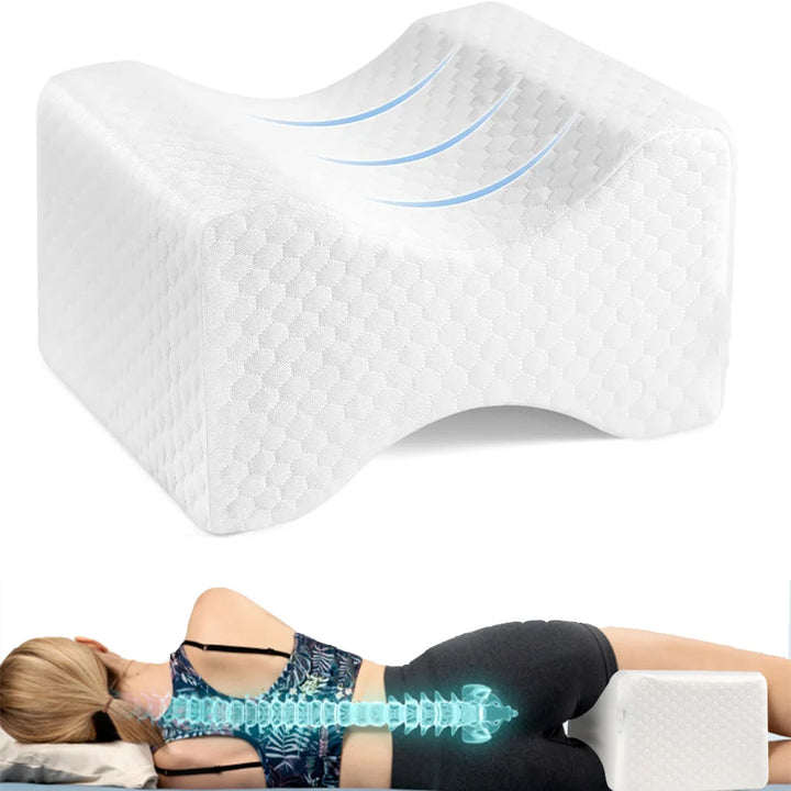 Orthopedic Memory Foam Knee Pillow with Side Sleep Belt for Sciatica & Hip Relief